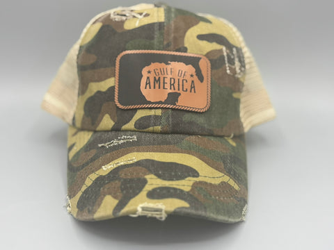🦅 Boinkle “Gulf of America” Camo Ponytail Trucker Hat